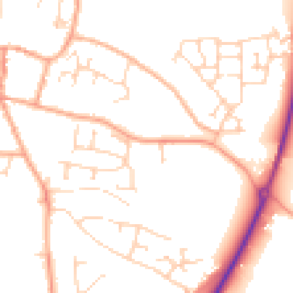 Daytime road noise heatmap for NR11 6AS
