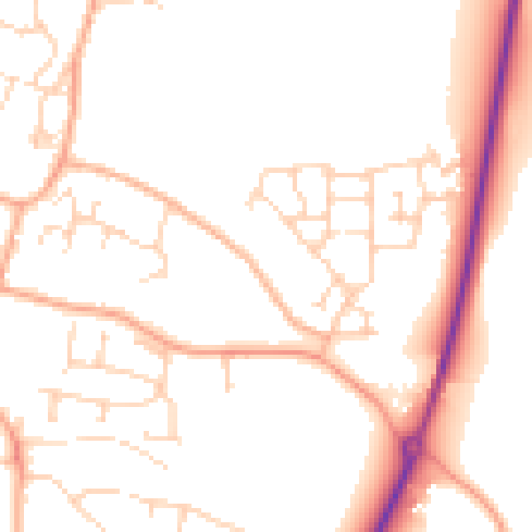 Daytime road noise heatmap for NR11 6AW