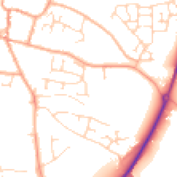 Daytime road noise heatmap for NR11 6BH