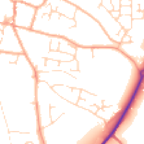 Daytime road noise heatmap for NR11 6BJ
