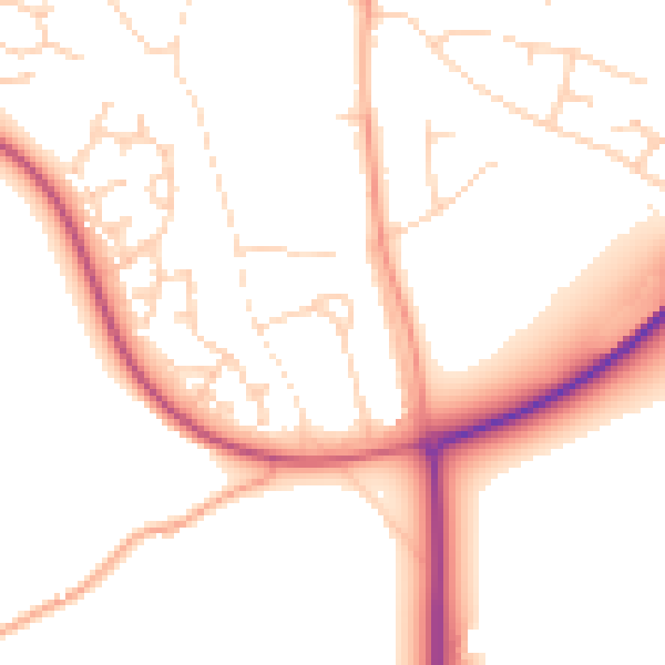 Daytime road noise heatmap for NR11 6JS