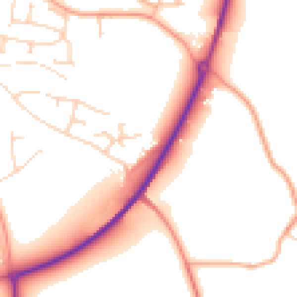 Daytime road noise heatmap for NR11 6UA