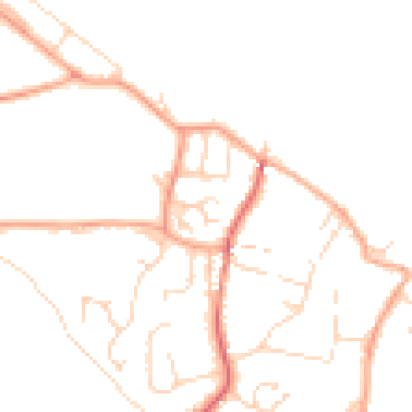 Daytime road noise heatmap for NR11 8BY