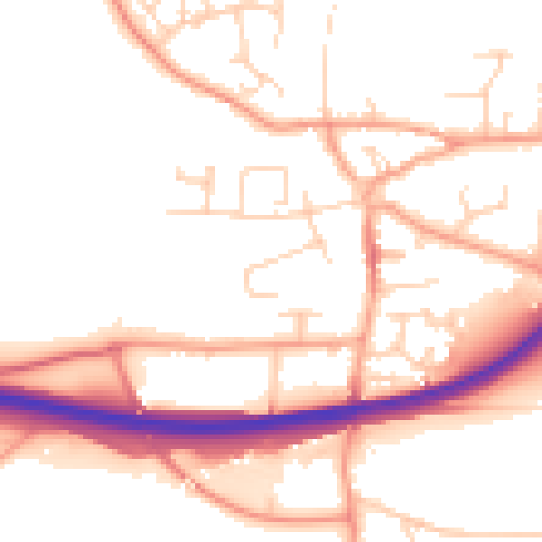 Daytime road noise heatmap for NR13 3BP