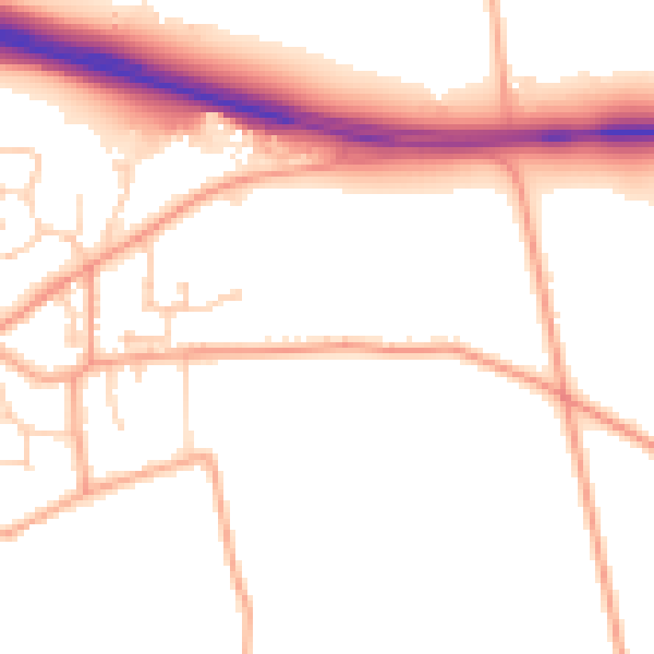 Daytime road noise heatmap for NR13 4LL