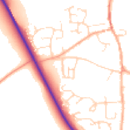 Daytime road noise heatmap for NR14 6LA