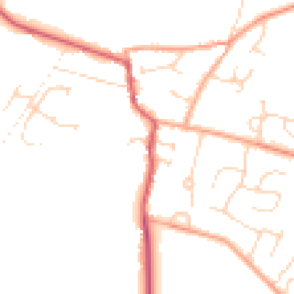 Daytime road noise heatmap for NR16 2TT
