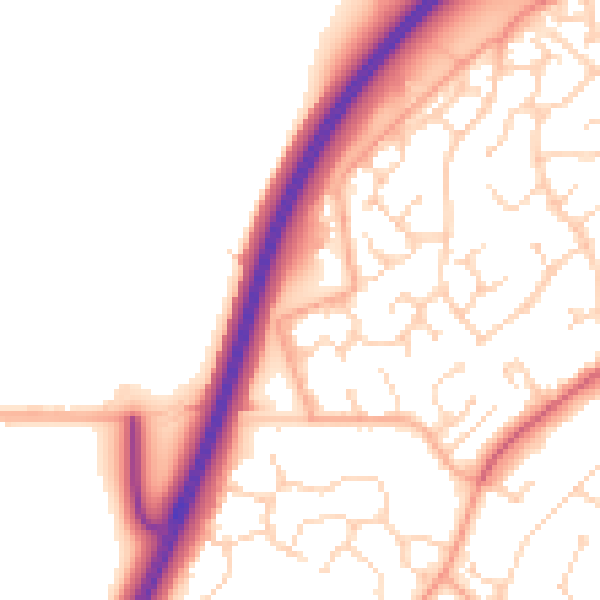 Daytime road noise heatmap for NR17 1AU