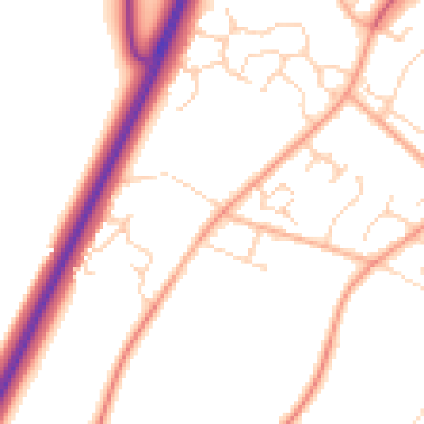 Daytime road noise heatmap for NR17 1BE