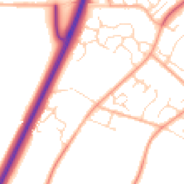 Daytime road noise heatmap for NR17 1BJ