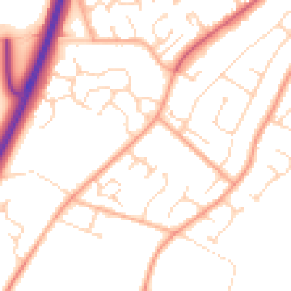 Daytime road noise heatmap for NR17 1BQ