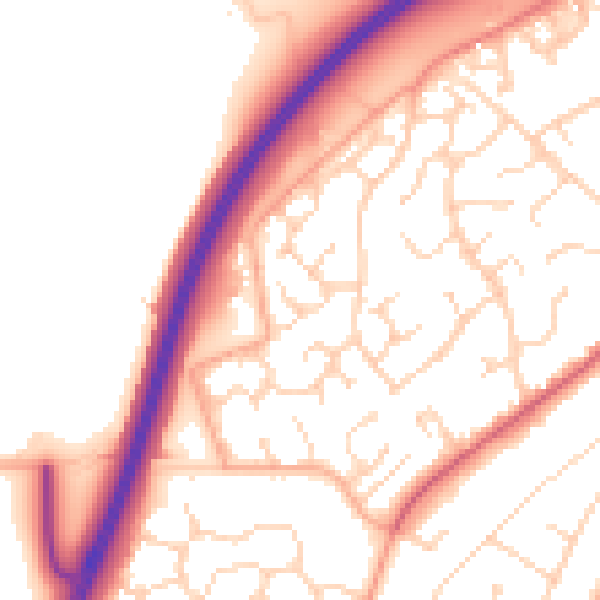 Daytime road noise heatmap for NR17 1QL