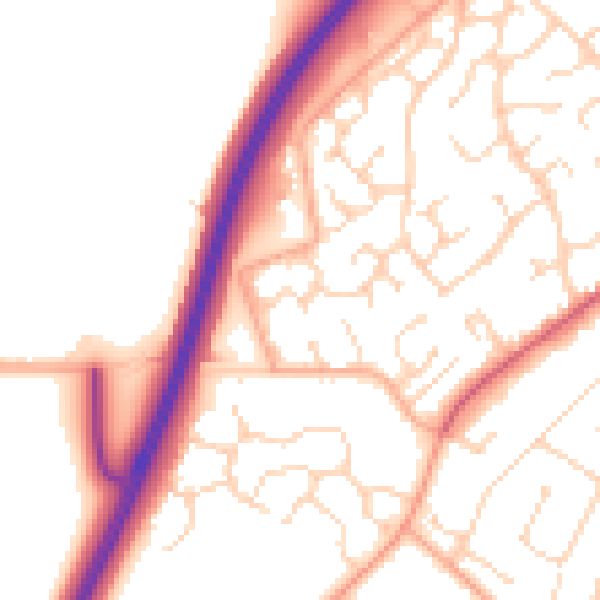 Daytime road noise heatmap for NR17 1XS