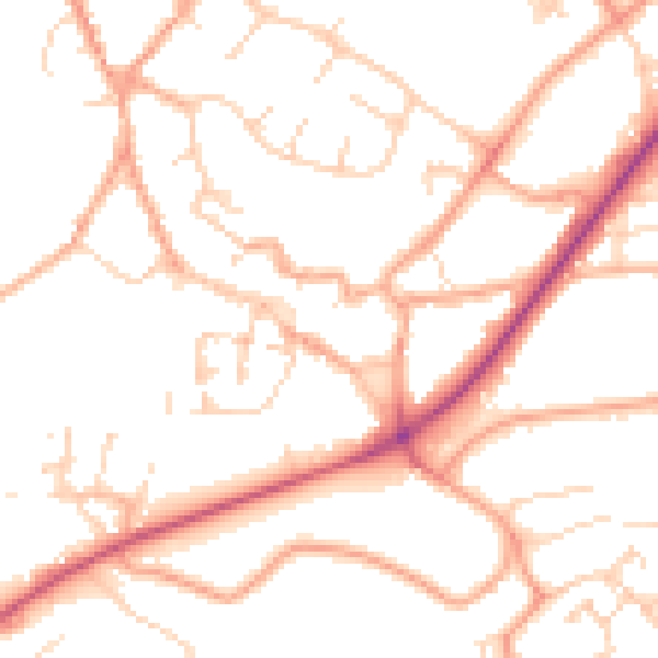 Daytime road noise heatmap for NR18 0BA