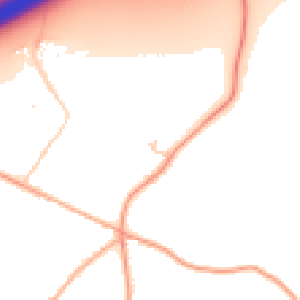 Daytime road noise heatmap for NR18 9LS