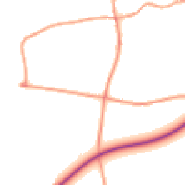 Daytime road noise heatmap for NR21 0QQ