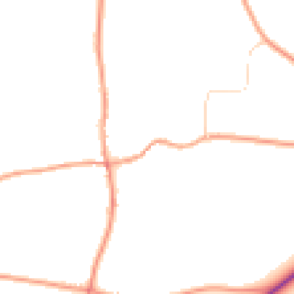 Daytime road noise heatmap for NR21 0QY
