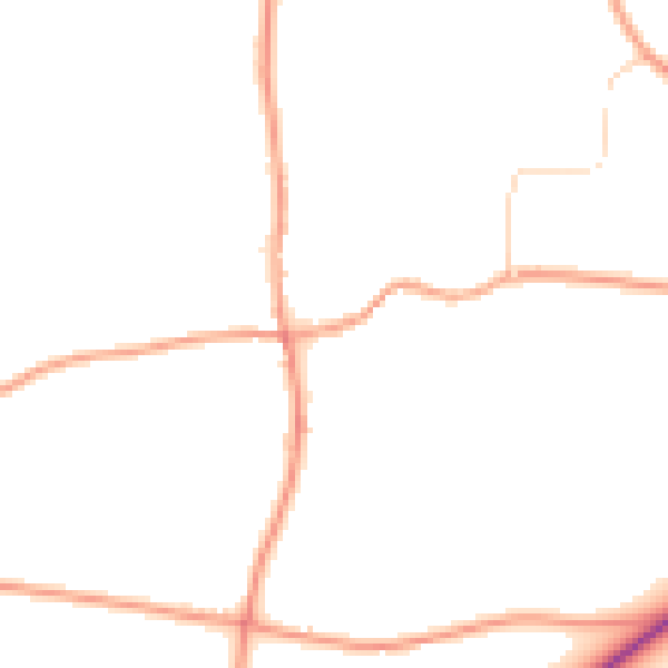 Daytime road noise heatmap for NR21 0QZ