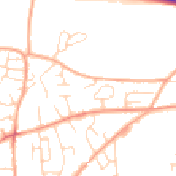Daytime road noise heatmap for NR21 8JZ