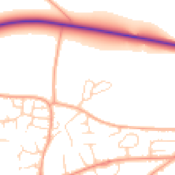 Daytime road noise heatmap for NR21 8QB