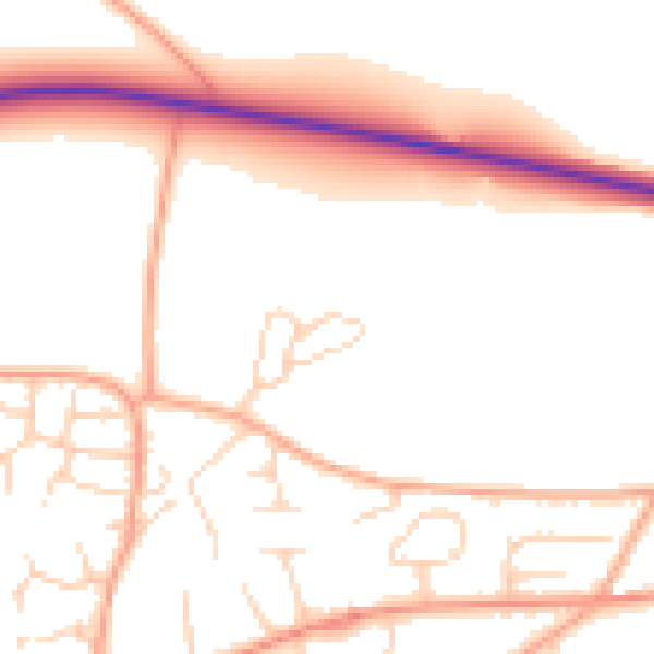 Daytime road noise heatmap for NR21 8QG