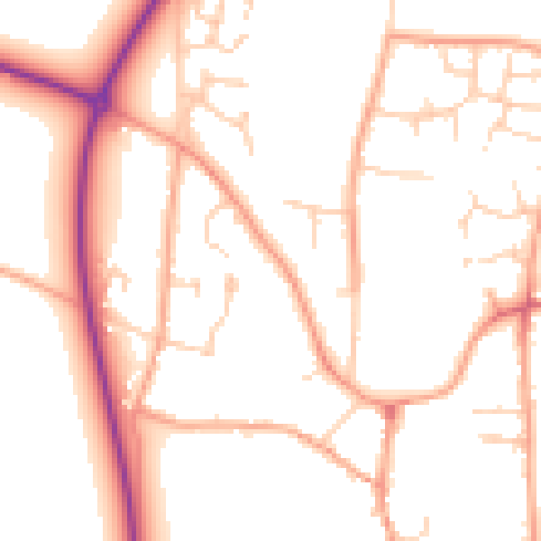 Daytime road noise heatmap for NR21 9HQ
