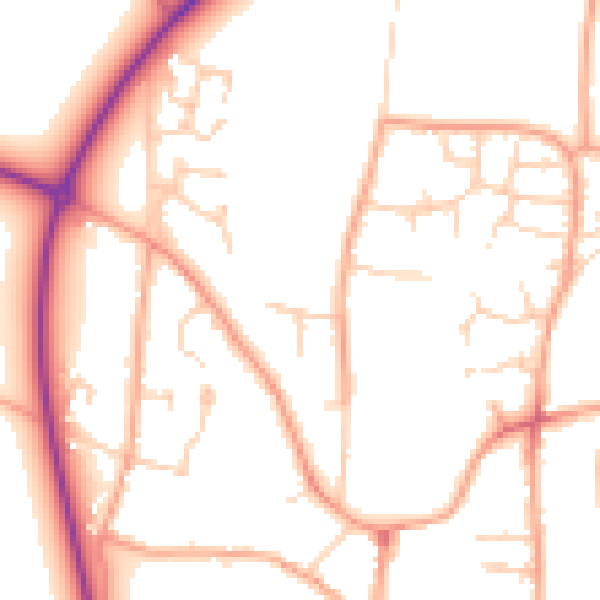 Daytime road noise heatmap for NR21 9QY