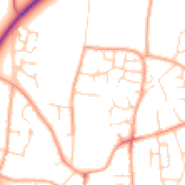 Daytime road noise heatmap for NR21 9QZ