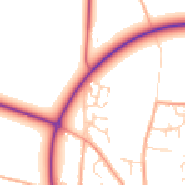 Daytime road noise heatmap for NR21 9RT