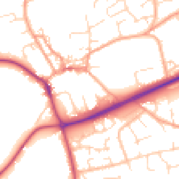 Daytime road noise heatmap for NR25 6AU