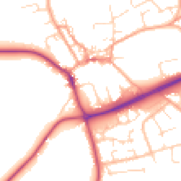 Daytime road noise heatmap for NR25 6AY