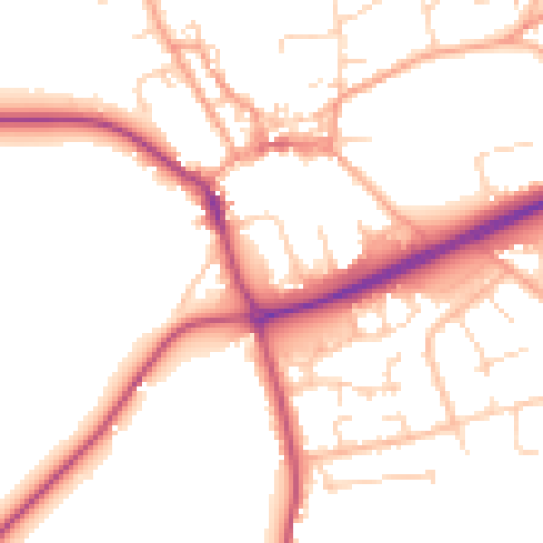 Daytime road noise heatmap for NR25 6AZ