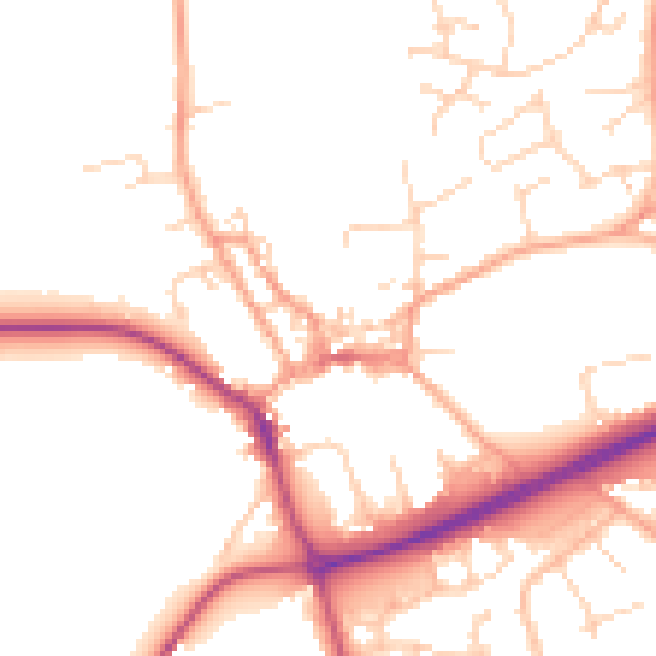 Daytime road noise heatmap for NR25 6BG