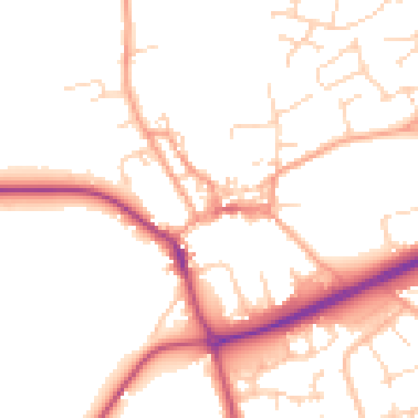 Daytime road noise heatmap for NR25 6BQ