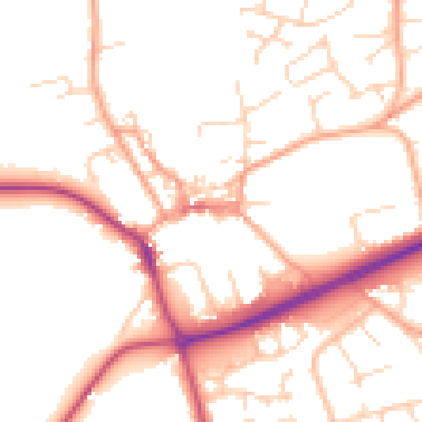Daytime road noise heatmap for NR25 6BW