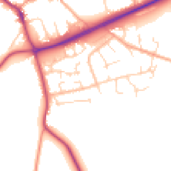 Daytime road noise heatmap for NR25 6BX