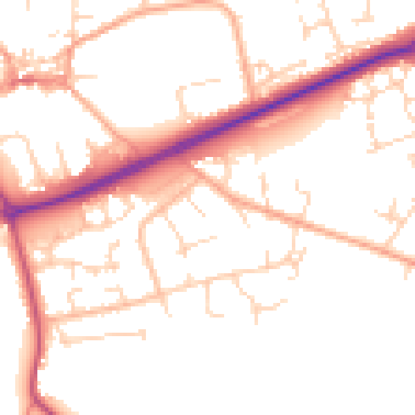 Daytime road noise heatmap for NR25 6DE