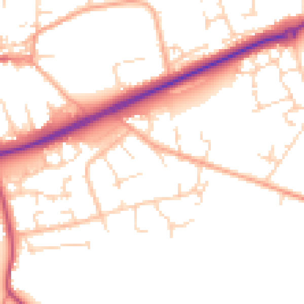 Daytime road noise heatmap for NR25 6DF