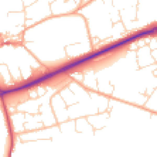 Daytime road noise heatmap for NR25 6DL