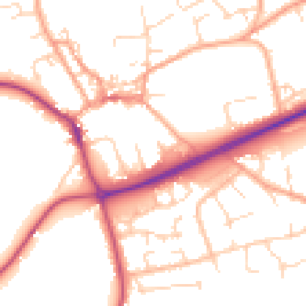 Daytime road noise heatmap for NR25 6DR