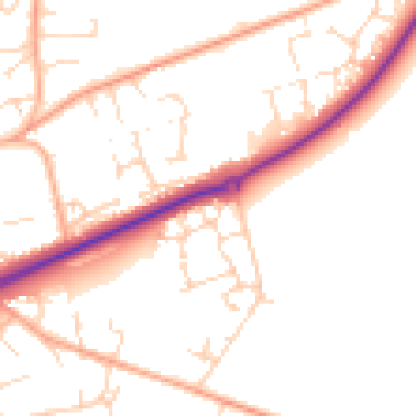 Daytime road noise heatmap for NR25 6GL
