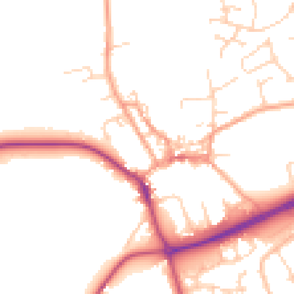 Daytime road noise heatmap for NR25 6JJ