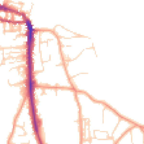 Daytime road noise heatmap for NR27 0AQ