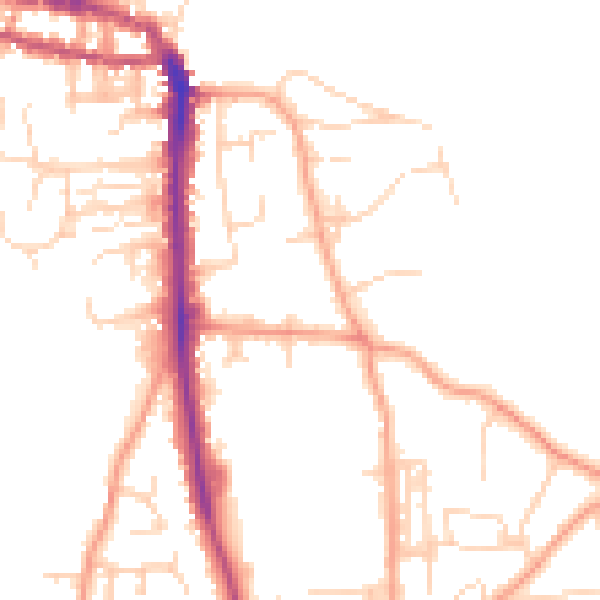 Daytime road noise heatmap for NR27 0AU