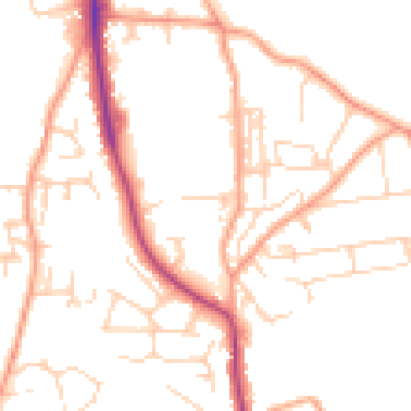 Daytime road noise heatmap for NR27 0BN