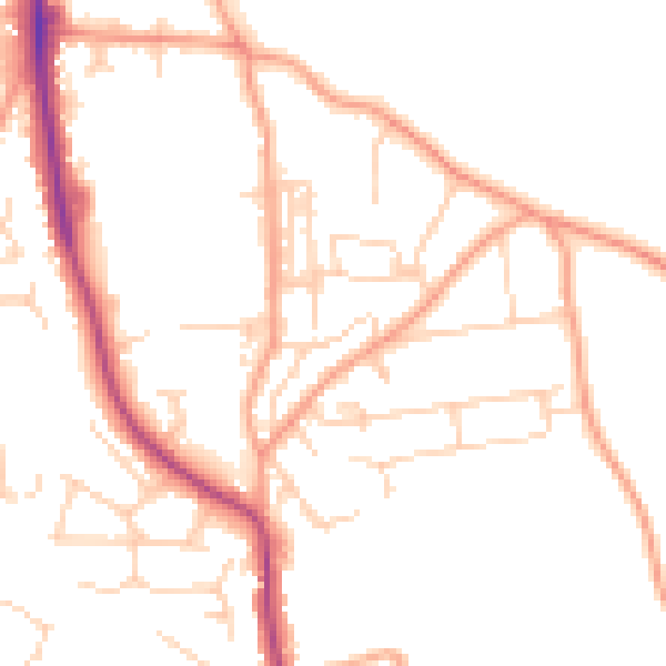 Daytime road noise heatmap for NR27 0BP