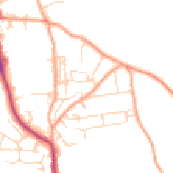 Daytime road noise heatmap for NR27 0BT