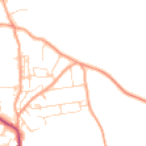 Daytime road noise heatmap for NR27 0DU
