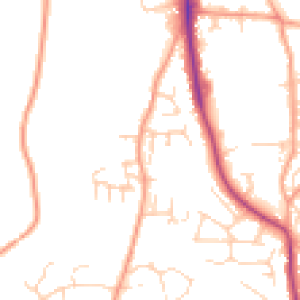 Daytime road noise heatmap for NR27 0JQ