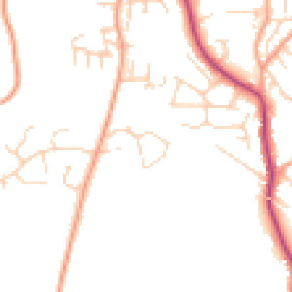 Daytime road noise heatmap for NR27 9LW